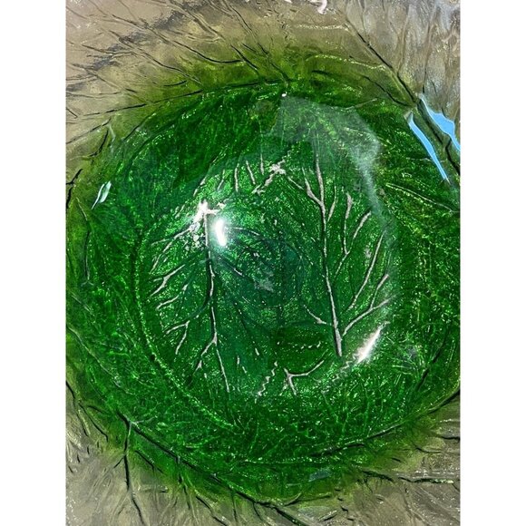 Stunning Vintage Green Glass Leaf Bowl, Pertti Santalahti Style -  Large 15.5" - Picture 6 of 6
